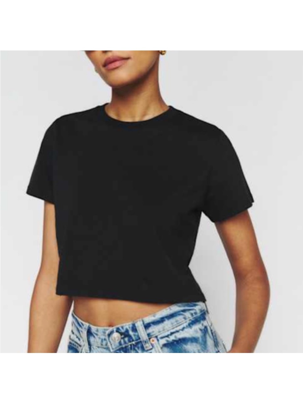 Reformation Black Classic Cropped Crew Tee